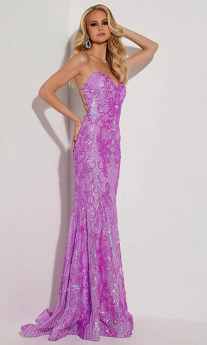 JASZ Couture 7430 Sequin Design Strapless Fitted Dress Jasz Couture 