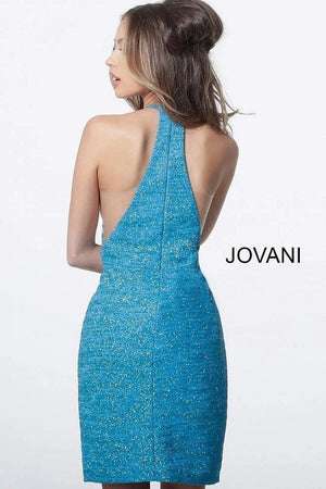 JOVANI 1202 Ocean Blue Sparkle Fitted Short Dress *FINAL SALE* Jovani 