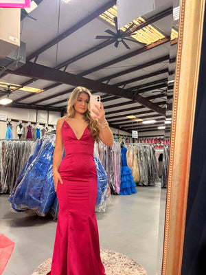 JVN by Jovani 08595 Hot Pink Satin Dress JVN by Jovani 
