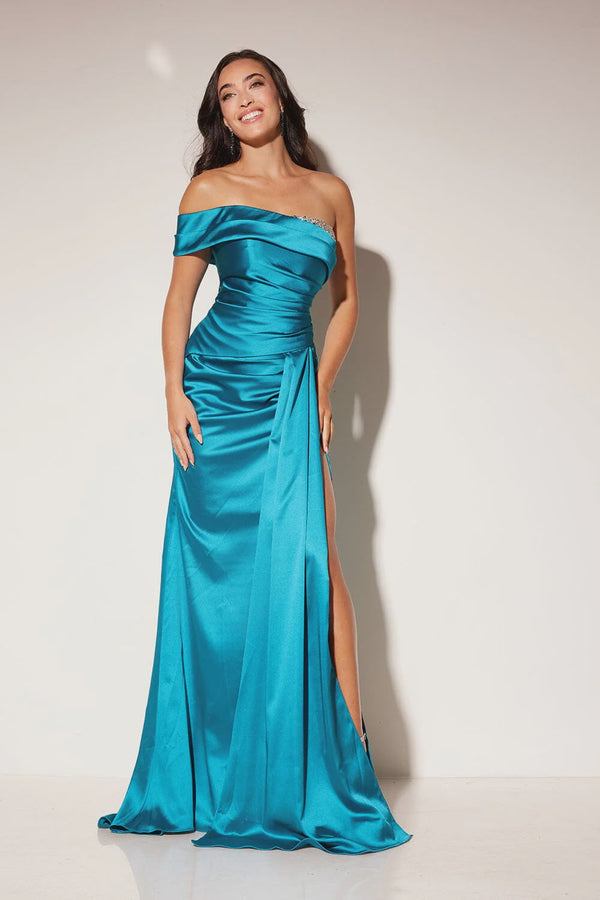 Lucci Lu 1316 Fitted Satin One Shoulder Dress Lucci Lu 