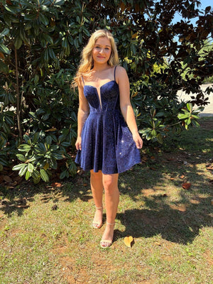 Lucci Lu 94145 Velvet Sequin A-Line Cocktail Dress - Formalwear Outlet