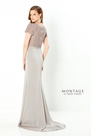 Montage 220938 Black Beaded Bodice Short Sleeve Dress