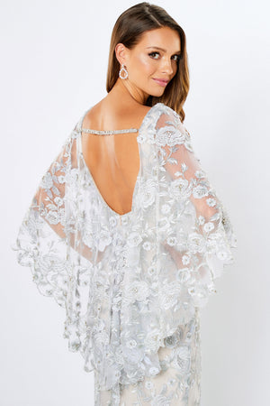 Montage 221962 Silver Nude Embroidered Lace Dress