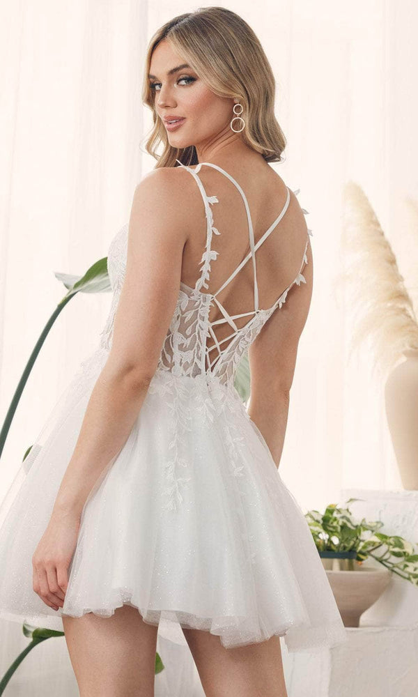 NOX Anabel H784 White Embroidered Cocktail Dress NOX ANABEL 