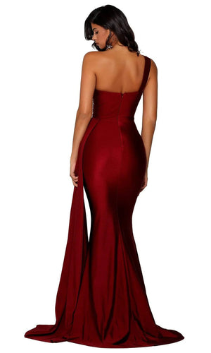 Portia & Scarlett PS6321 One Shoulder Stretch Jersey Dress Portia & Scarlett 