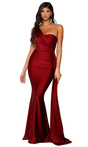 Portia & Scarlett PS6321 One Shoulder Stretch Jersey Dress Portia & Scarlett 
