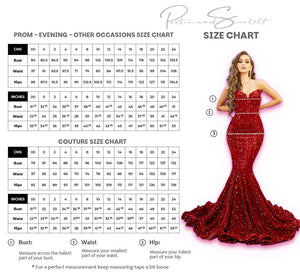 PS24100 Cobalt Blue Glitter Stone Fitted Dress - Formalwear Outlet