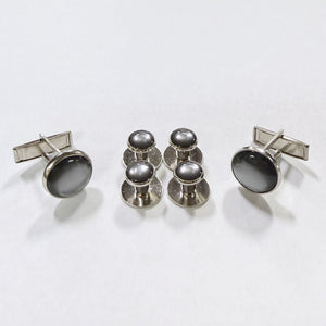 Smoke Grey Studs & Cufflinks Set - Formalwear Outlet