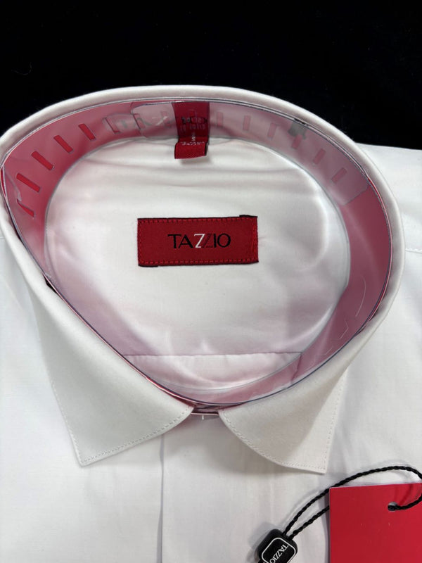 New Modern Fit White Dress Shirt by Tazzio