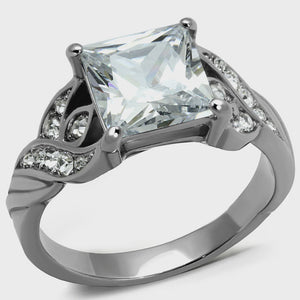 Princess Cut Cubic Zirconia Stainless Steel Ring Fashion Rings 