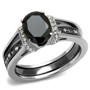 Women's Two-Tone Black Synthetic Jet Ring Set Fashion Rings 