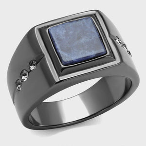 Men's Blue Sand Light Black  Stainless Steel Ring Fashion Rings 