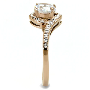 Rose Gold Cubic Zirconia Stainless Ring Fashion Jewelry 