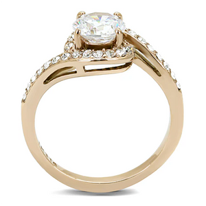 Rose Gold Cubic Zirconia Stainless Ring Fashion Jewelry 