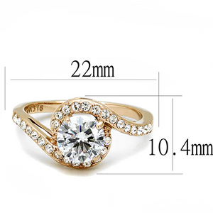 Rose Gold Cubic Zirconia Stainless Ring Fashion Jewelry 