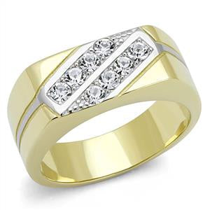 Men's Two-Tone IP Gold Crystal Ring Fashion Jewelry 