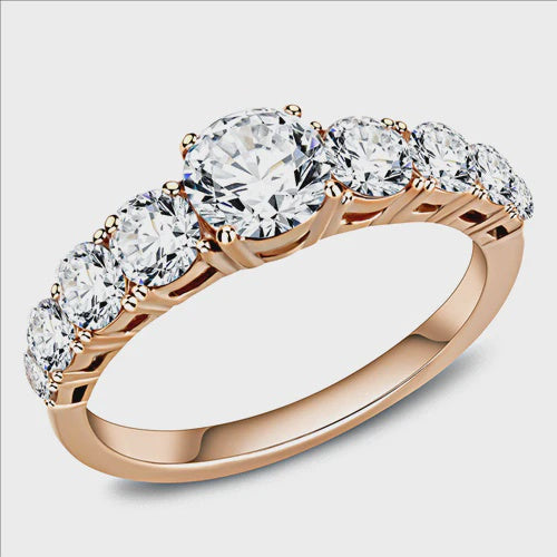 Rose Gold Multi Stone Cubic Zirconia Ring Fashion Jewelry 