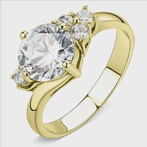 Gold 5 Stone Cubic Zirconia Ring Fashion Jewelry 