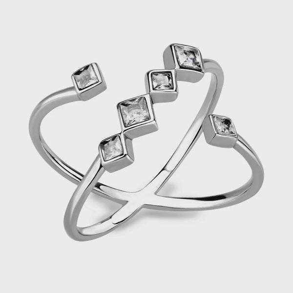 Cubic Zirconia Constellation Stainless Steel Ring Fashion Jewelry 