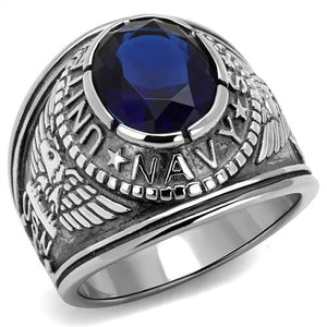 Men's US Navy Stainless Steel Sapphire Ring Fashion Rings 