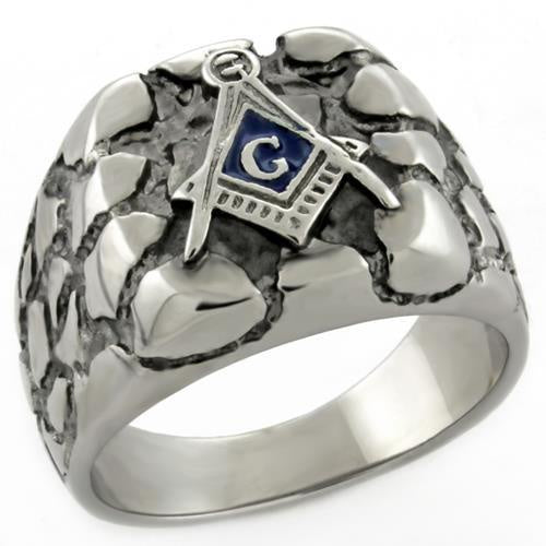 Men's Stainless Steel High Polished Masonic Ring Fashion Jewelry 