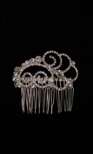 Seashells by the Seashore Rhinestone Silver Hair Comb Rhinestone Jewelry 