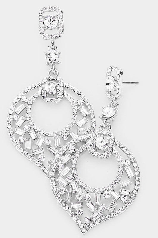 Silver Crystal Cluster Earrings