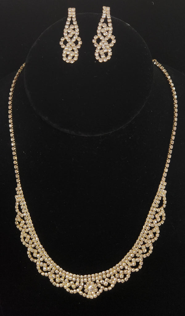 Rhinestone Pave Necklace and Earring Set