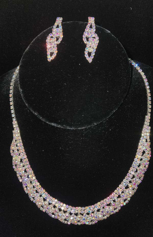 Rhinestone Pave Necklace and Earring Set