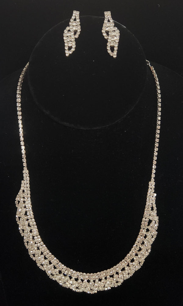 Rhinestone Pave Necklace and Earring Set