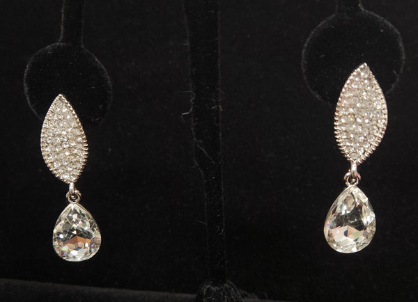 Rhinestone Leaf Drop Earring