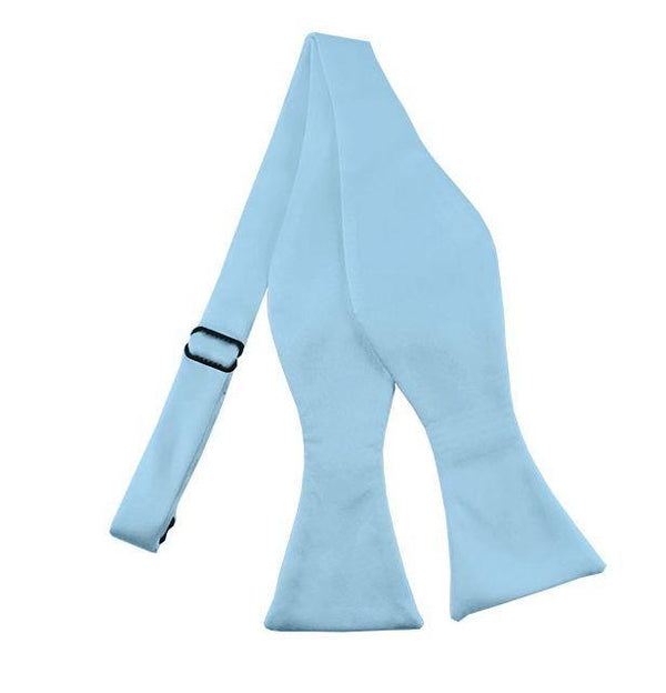 New Solid Satin Self Tie Bow Tie - Powder Blue
