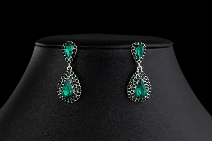 Emerald/Silver Dangle Earrings