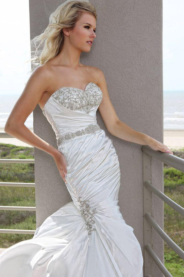 Da Vinci Bridal Gown 50239 White Sweetheart Fit-N-Flare - Size 8