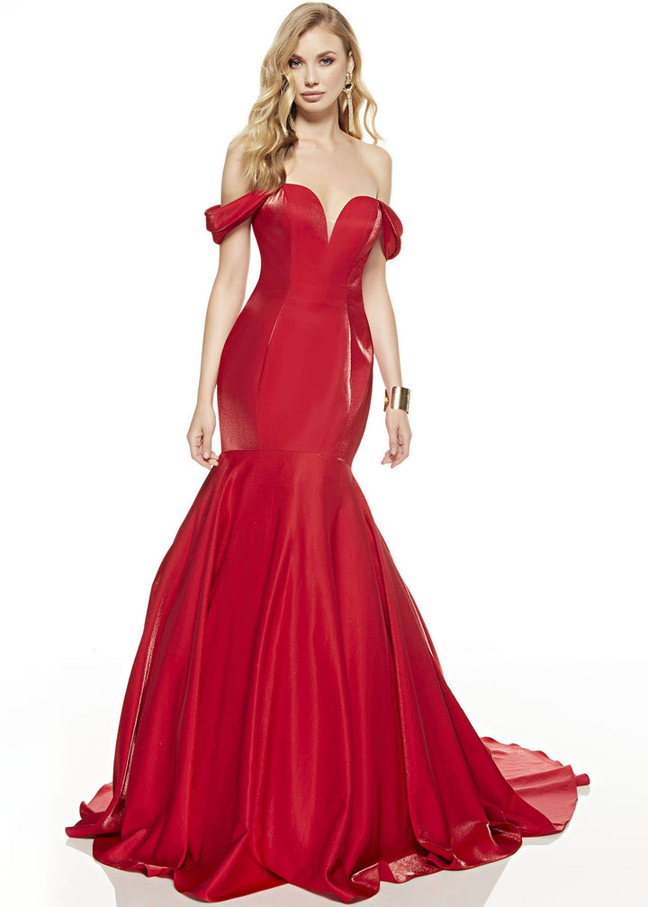 ALYCE Paris 60748 Red Sweetheart Off-Shoulder Mermaid Dress - Size 10