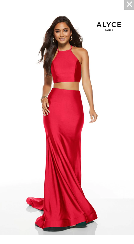Alyce Paris 60772 Red 2-Piece Jersey Fitted Dress