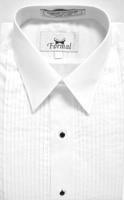 New White Laydown Collar 1/4 Pleat Tuxedo Shirt