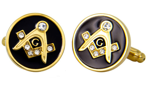 Masonic Black and Gold Square Compass Boxed Cufflinks