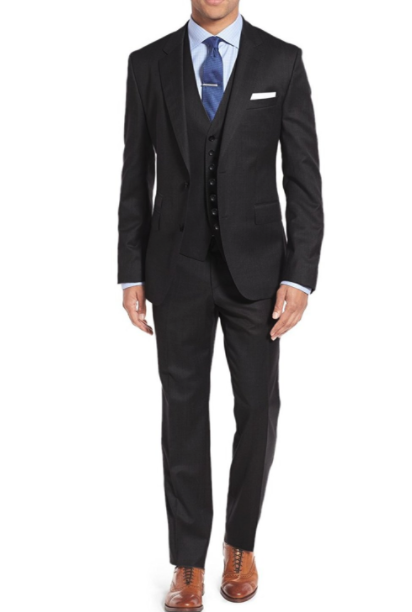 New Black Caravelli 3 Piece Slim Fit Suit with Vest