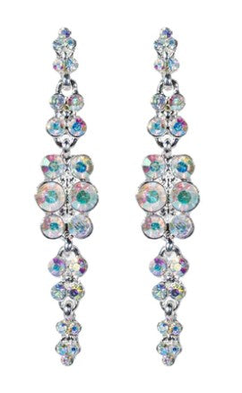 Crystal Cluster Drop Earring - Emerald Green, Rose Gold or AB Iridescent