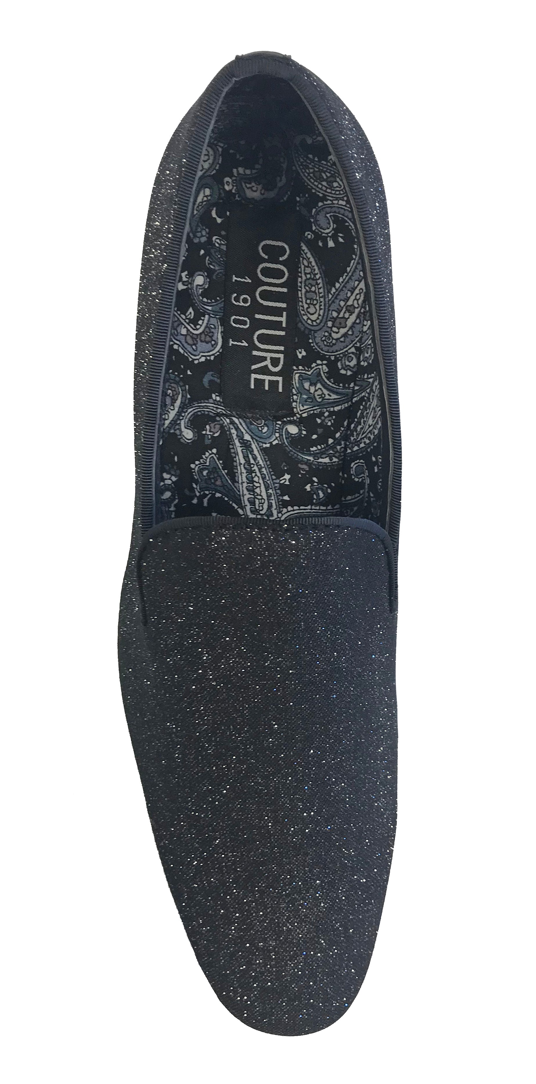 1901 Couture store Black Sparkle Slip-on Tuxedo Shoes