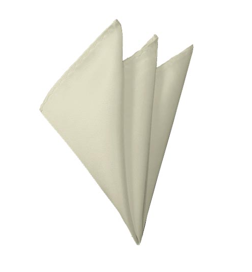 New Solid Satin Pocket Square - Cream