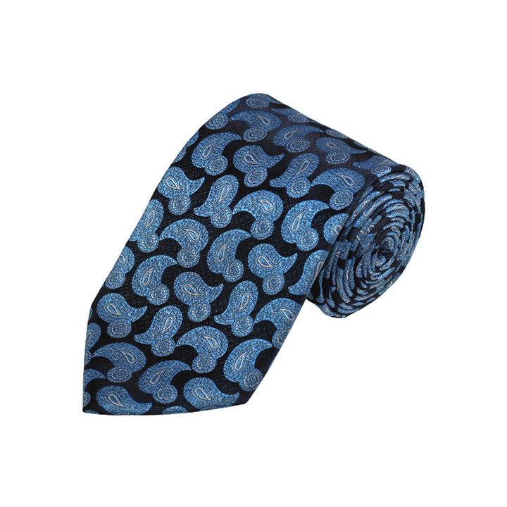Blue / White / Navy Paisley Print Necktie