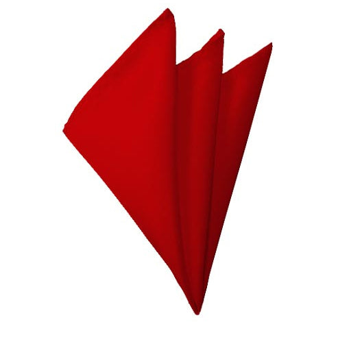 New Solid Satin Pocket Square - Red