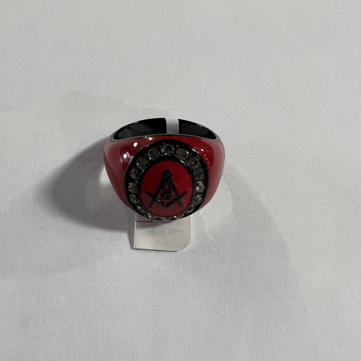 Red Black Masonic Ring