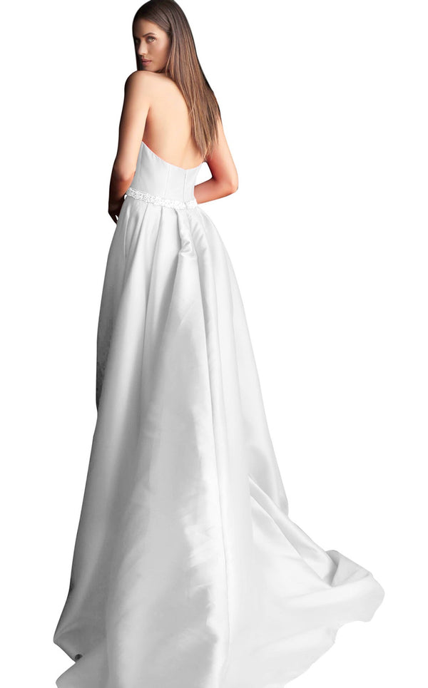 JOVANI 63652 White Halter A-Line Dress w/ Slit