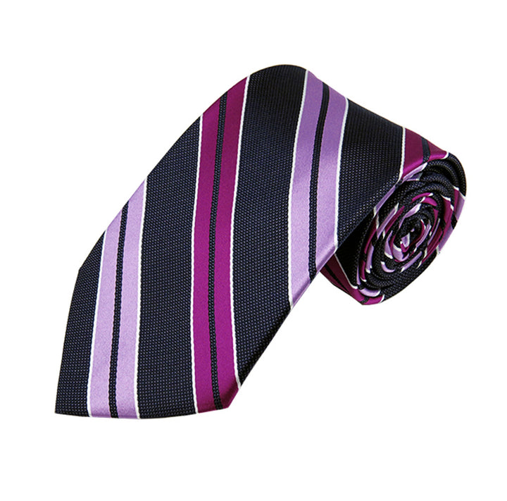 Lavender / Violet / Dark Navy Dual Stripe Necktie