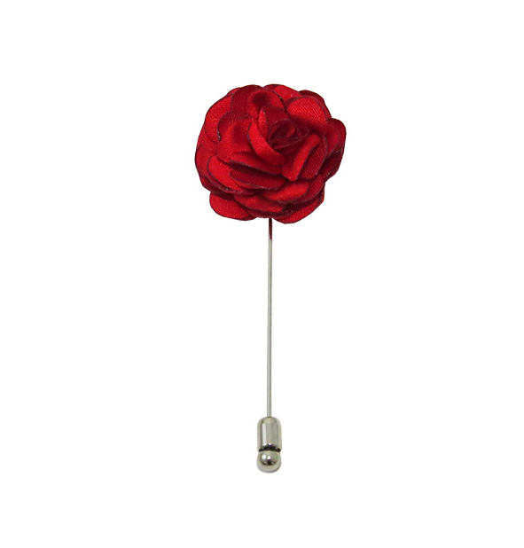 Solid Satin Floral Lapel Pin - 24 Colors