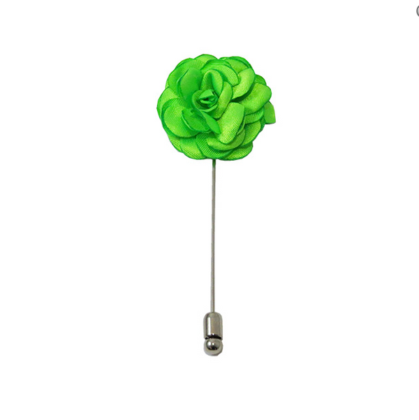 Solid Satin Floral Lapel Pin - 24 Colors