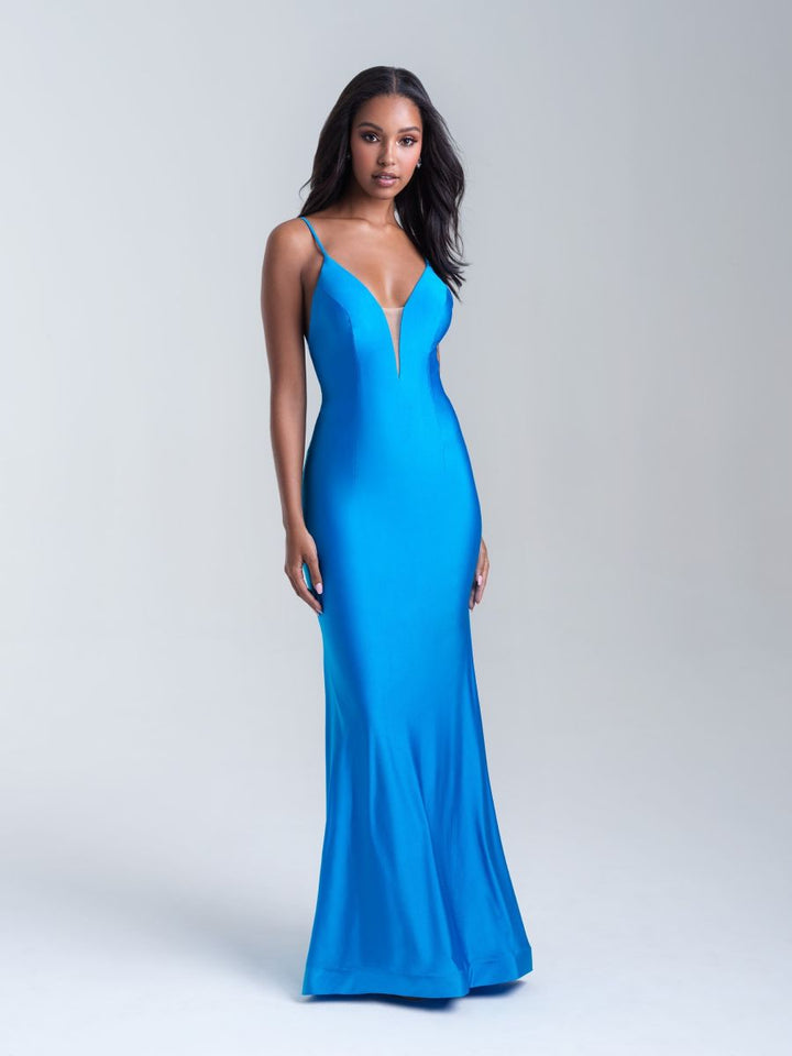 Madison James 20-319 Blue Jersey Sheath Dress - Size 10